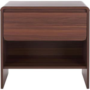 SAFAVIEH Home Collection – Arsenio 1-Drawer 1-Shelf Nightstand Table, Light Cream Modern Bedside Storage (NST3100C)(Walnut)