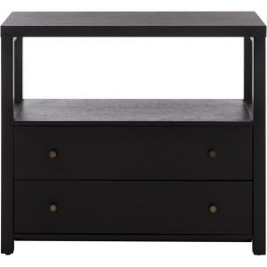 SAFAVIEH Home Collection – Ernest Natural Brown & White Washed 2-Drawer 1-Shelf Chest, Modern Storage Cabinet, Fully Assembled (CHS6605A)(Black)