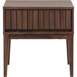 SAFAVIEH Home Collection – Fidia Navy Blue 1 Drawer Nightstand, Modern Bedside Table with Slatted Drawer Front and Tapered Legs (NST9619C)(Dark Walnut)