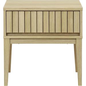 SAFAVIEH Home Collection – Fidia Navy Blue 1 Drawer Nightstand, Modern Bedside Table with Slatted Drawer Front and Tapered Legs (NST9619C)(Light Oak)