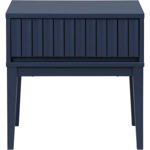 SAFAVIEH Home Collection – Fidia Navy Blue 1 Drawer Nightstand, Modern Bedside Table with Slatted Drawer Front and Tapered Legs (NST9619C)(Navy Blue)