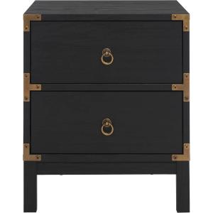 SAFAVIEH Home Collection – Galio Black & Gold 2-Drawer Nightstand, Vintage-Inspired Bedside Table with Storage for Bedroom (NST9600B)(Black/Gold)
