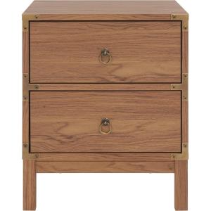 SAFAVIEH Home Collection – Galio Black & Gold 2-Drawer Nightstand, Vintage-Inspired Bedside Table with Storage for Bedroom (NST9600B)(Oak/Gold)
