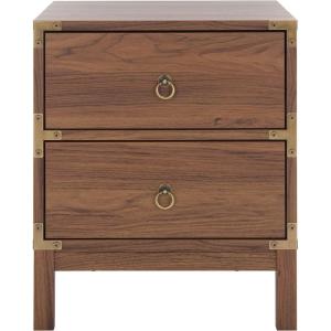 SAFAVIEH Home Collection – Galio Black & Gold 2-Drawer Nightstand, Vintage-Inspired Bedside Table with Storage for Bedroom (NST9600B)(Walnut/Gold)