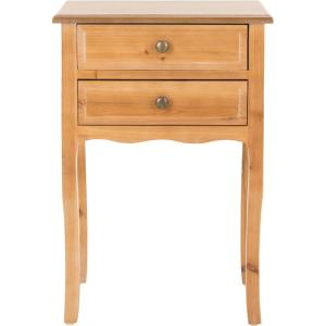 SAFAVIEH Home Collection – Lori Ash Grey End Table with Two Storage Drawers, French Farmhouse Accent Table, Scalloped Apron Design, Fully Assembled (AMH6576B)(Red Maple)