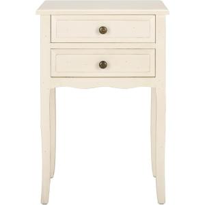 SAFAVIEH Home Collection – Lori Ash Grey End Table with Two Storage Drawers, French Farmhouse Accent Table, Scalloped Apron Design, Fully Assembled (AMH6576B)(White Birch)