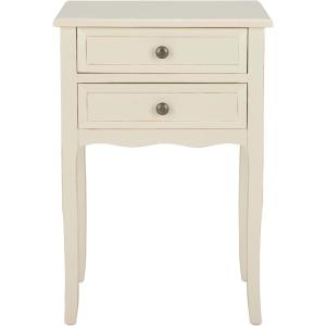 SAFAVIEH Home Collection – Lori Ash Grey End Table with Two Storage Drawers, French Farmhouse Accent Table, Scalloped Apron Design, Fully Assembled (AMH6576B)(Barley)