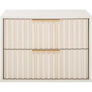 SAFAVIEH Home Collection – Lylia Black & Gold Floating Nightstand, 2 Drawer Wall-Mounted Bedside Table, Modern Ribbed Design (NST9615B)(Bleached White/Gold)