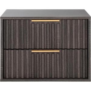 SAFAVIEH Home Collection – Lylia Black & Gold Floating Nightstand, 2 Drawer Wall-Mounted Bedside Table, Modern Ribbed Design (NST9615B)(Distressed Black/Gold)