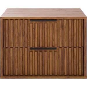 SAFAVIEH Home Collection – Lylia Black & Gold Floating Nightstand, 2 Drawer Wall-Mounted Bedside Table, Modern Ribbed Design (NST9615B)(Walnut/Black)