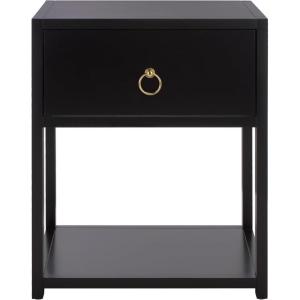 SAFAVIEH Home Collection – Yudi Turquoise Nightstand with Drawer & Shelf, Contemporary Accent Storage Table, Fully Assembled (NST9201C)(Black)