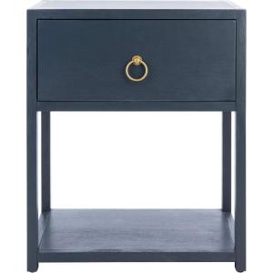 SAFAVIEH Home Collection – Yudi Turquoise Nightstand with Drawer & Shelf, Contemporary Accent Storage Table, Fully Assembled (NST9201C)(Navy)