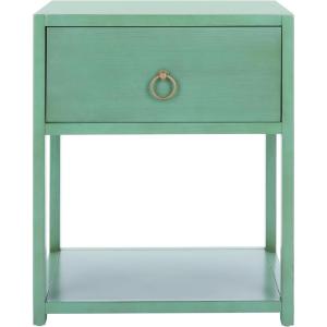 SAFAVIEH Home Collection – Yudi Turquoise Nightstand with Drawer & Shelf, Contemporary Accent Storage Table, Fully Assembled (NST9201C)(Turquoise)