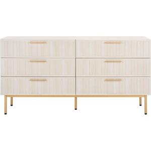 SAFAVIEH Home Collection Axelle Bleached White/Gold 6-Drawer Dresser