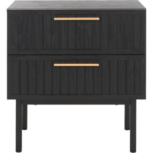 SAFAVIEH Home Collection Axelle Oak/Black 2-Drawer Nightstand(Black/Black)