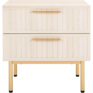 SAFAVIEH Home Collection Axelle Oak/Black 2-Drawer Nightstand(Bleached White/Gold)