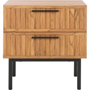 SAFAVIEH Home Collection Axelle Oak/Black 2-Drawer Nightstand(Oak/Black)