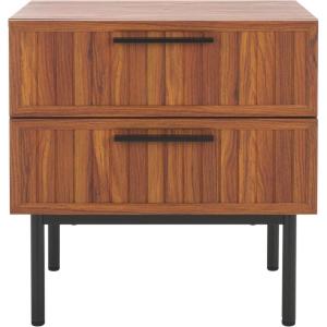 SAFAVIEH Home Collection Axelle Oak/Black 2-Drawer Nightstand(Walnut/Black)