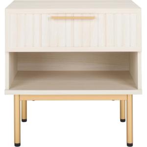 SAFAVIEH Home Collection Axelle Walnut/Black 1-Drawer Nightstand(Bleached White/Gold)