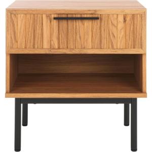 SAFAVIEH Home Collection Axelle Walnut/Black 1-Drawer Nightstand(Oak/Black)
