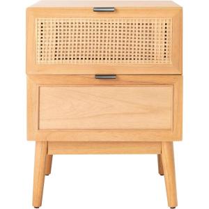 SAFAVIEH Home Collection Baisley Black 2-Drawer Rattan Nightstand(Natural)