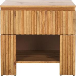 SAFAVIEH Home Collection Conall Oak Brown 1-Drawer Storage Nightstand Table(Oak)