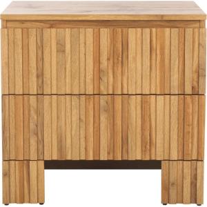 SAFAVIEH Home Collection Conall Oak Brown 2-Drawer Storage Nightstand Table(Oak)