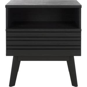 SAFAVIEH Home Collection ESMA Distressed Black 1-Drawer 1-Shelf Nightstand(Black)