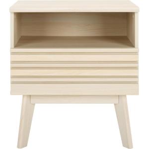 SAFAVIEH Home Collection ESMA Distressed Black 1-Drawer 1-Shelf Nightstand(Bleached White)