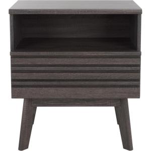SAFAVIEH Home Collection ESMA Distressed Black 1-Drawer 1-Shelf Nightstand(Distressed Black)