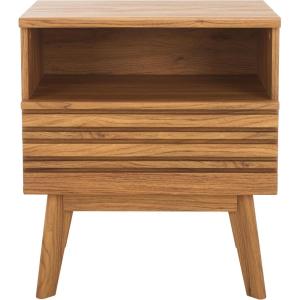 SAFAVIEH Home Collection ESMA Distressed Black 1-Drawer 1-Shelf Nightstand(Oak)
