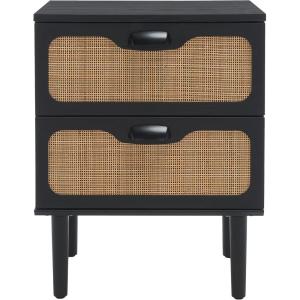 SAFAVIEH Home Collection Irelia Distressed Black 2-Drawer Nightstand(Black/Natural)