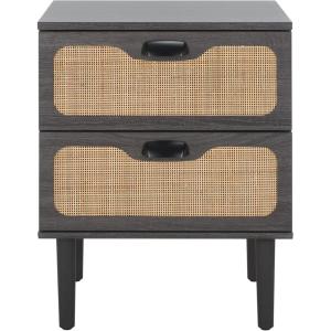 SAFAVIEH Home Collection Irelia Distressed Black 2-Drawer Nightstand(Distressed Black/Natural)