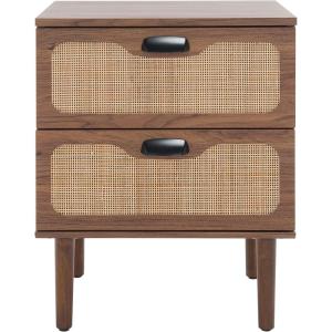 SAFAVIEH Home Collection Irelia Distressed Black 2-Drawer Nightstand(Walnut/Natural)