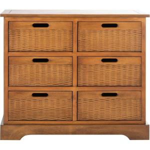 SAFAVIEH Home Collection Landers Honey Brown 6-Drawer Storage Unit (Fully Assembled)