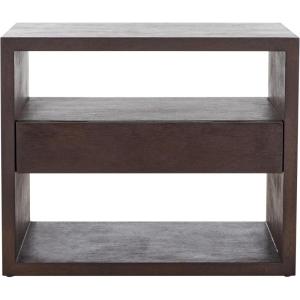 SAFAVIEH Home Collection Munson Natural 2-Shelf 1-Drawer Nightstand (Fully Assembled)(Dark Oak)