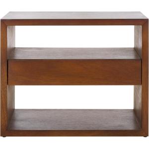 SAFAVIEH Home Collection Munson Natural 2-Shelf 1-Drawer Nightstand (Fully Assembled)(Natural)