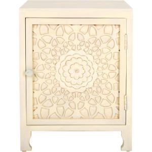 SAFAVIEH Home Collection Rayetta White Wash 2-Shelf 1-Door Nightstand (Fully Assembled)