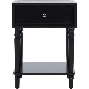 SAFAVIEH Home Collection Siobhan Vanilla Solid Wood 1-Drawer Nightstand Accent Table(Black)