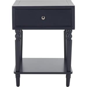 SAFAVIEH Home Collection Siobhan Vanilla Solid Wood 1-Drawer Nightstand Accent Table(Navy)
