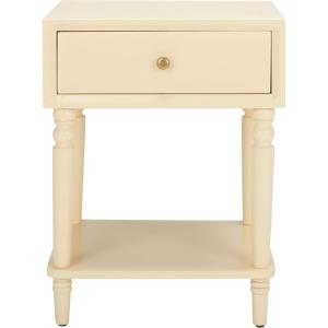 SAFAVIEH Home Collection Siobhan Vanilla Solid Wood 1-Drawer Nightstand Accent Table(Vanilla)