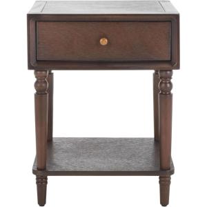 SAFAVIEH Home Collection Siobhan Vanilla Solid Wood 1-Drawer Nightstand Accent Table(Walnut)