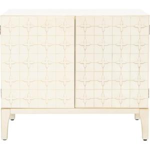 SAFAVIEH Home Collection Sula Antique White 2-Door 2-Shelf Storage Living Room Bedroom Chest (Fully Assembled)