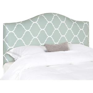 Safavieh Connie Grey/ White Diamond Camelback Headboard – Silver Nailhead (Full)(Bluestone)