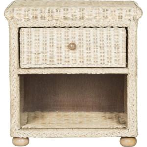 Safavieh Home Collection Adira Natural White Wash Wicker 1-Drawer Nightstand, Normal (SEA8002A)