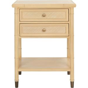 Safavieh Home Collection Ahab White/Gold 2-Drawer 1-Shelf Accent Table (Fully Assembled) ACC6606B(Light Blonde/Gold)