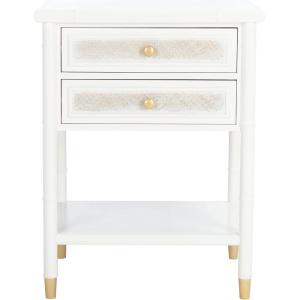 Safavieh Home Collection Ahab White/Gold 2-Drawer 1-Shelf Accent Table (Fully Assembled) ACC6606B(White/Gold)