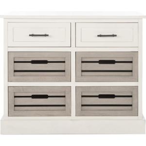 Safavieh Home Collection Briar Brown and Sand 6 Removable Drawer Storage Chest(Distressed White / Greige)
