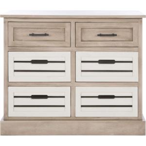 Safavieh Home Collection Briar Brown and Sand 6 Removable Drawer Storage Chest(Sand / Distressed White)