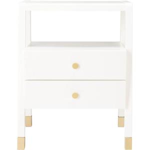 Safavieh Home Collection Cove White/Gold 2-Drawer 1-Shelf Accent Table (Fully Assembled) ACC6602B(White/Gold)